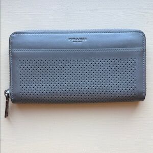Coach Gray Perforated Leather Wallet